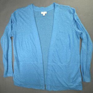 J Jill Love Linen Cardigan Sweater Womens Small Blue Lightweight Pockets Casual